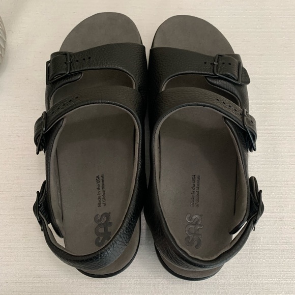 SAS Black Leather Relaxed Heel Strap Sandals Woman’s 11.5N(Narrow) - Picture 8 of 13